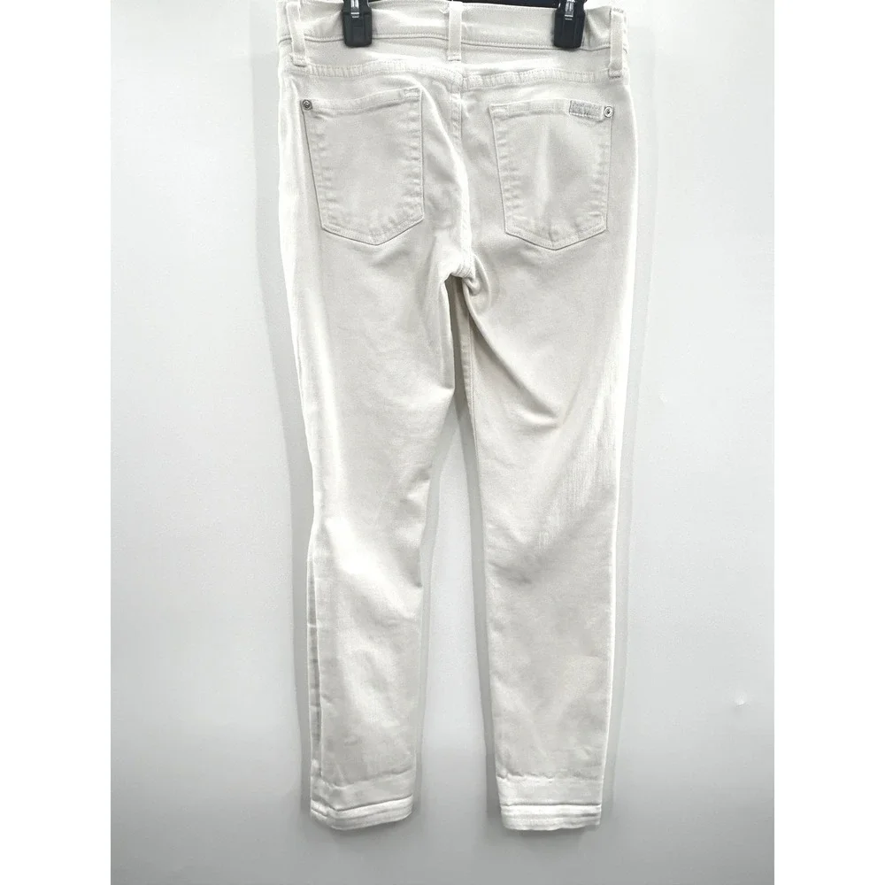 7 For All Mankind White Skinny Jeans Size 27 Stretch Designer Denim Low Rise